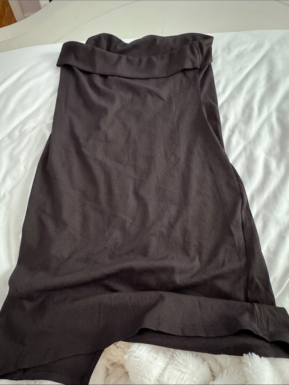 Black Fold-Over Waist Knit Dress - Women